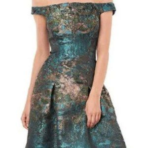 Kay Unger Abstract Jacquard Dress Multicolor Size 10